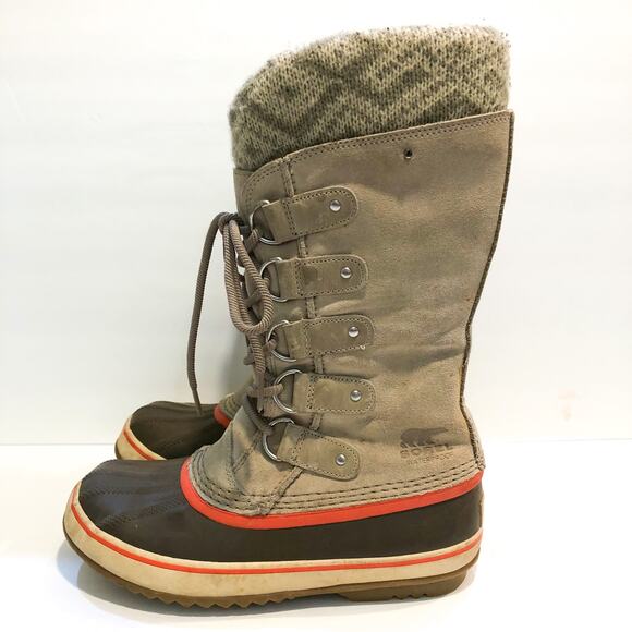 Sorel Joan of Arctic II Fossil Taupe Beige Knit Boots - Picture 2 of 7